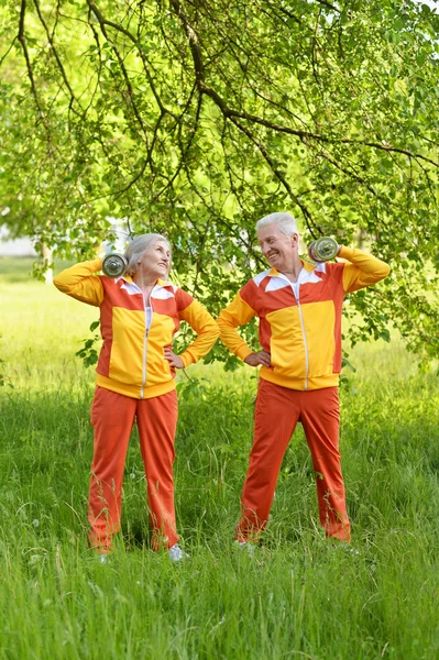 Fittes Senioren-Paar beim Training — Stockfoto