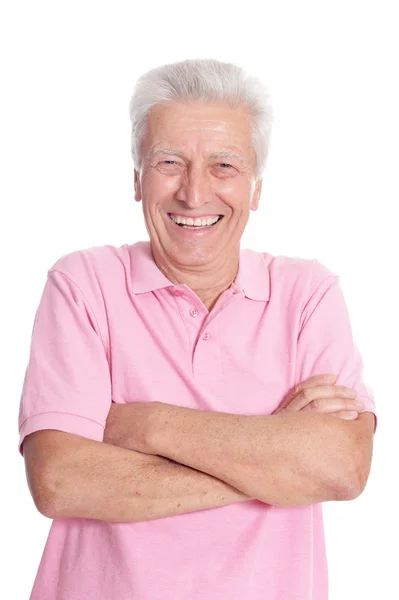 Homem sênior feliz na camisa — Fotografia de Stock