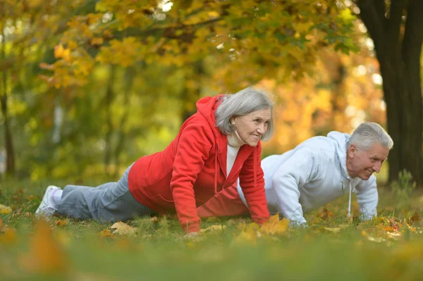 Fittes Senioren-Paar beim Training — Stockfoto