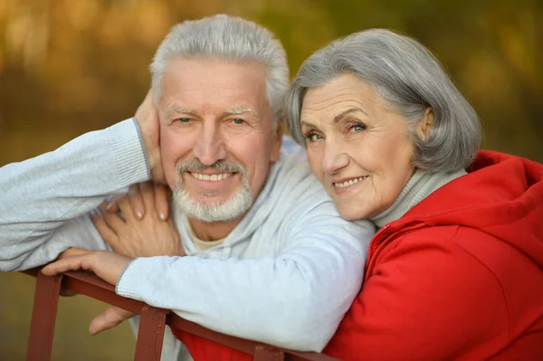 Couple sénior dans le parc d'automne — Photo