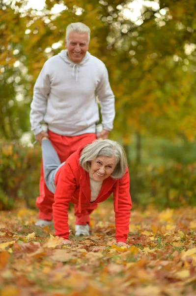 Fit senior couple exercising — Stock Photo, Image