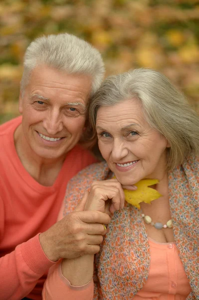 Couple sénior dans le parc d'automne — Photo