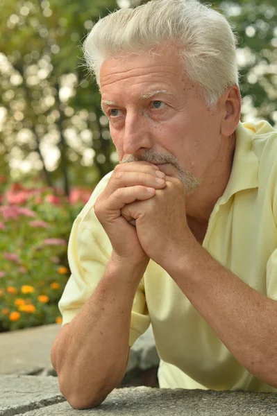 Senior man in zomer park — Stockfoto