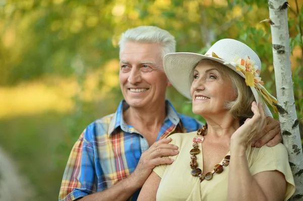 Senior paar rusten in het park — Stockfoto