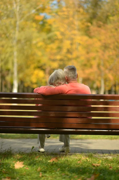 Seniorenpaar im Herbstpark — Stockfoto