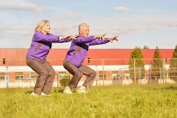 Fit senior couple exercising — Stock Photo, Image