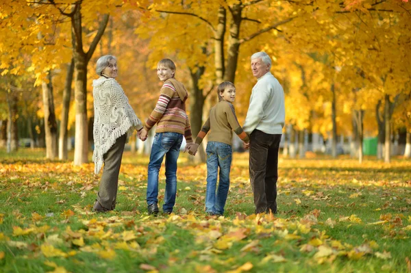 Grootouders met kinderen in park — Stockfoto