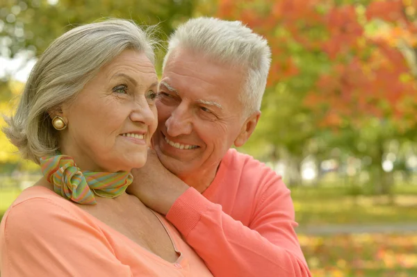 Senior couple in autumn park — Stock Photo, Image