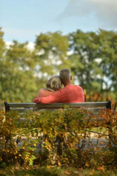Couple sénior dans le parc d'automne — Photo