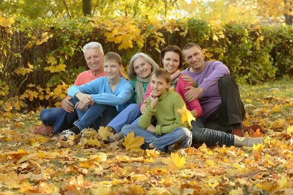 Familia relajante en el parque de otoño — Foto de Stock