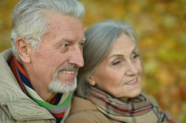 Seniorenpaar in herfstpark — Stockfoto