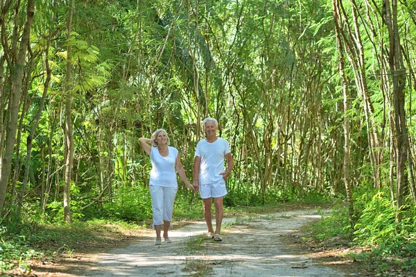 Casal de idosos no jardim tropical — Fotografia de Stock