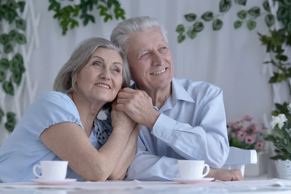 Senior couple drinking tea — Stock Photo, Image