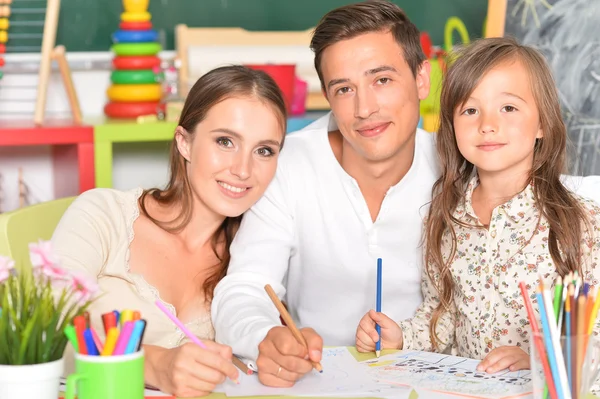 Portret van gelukkige familie schilderij — Stockfoto