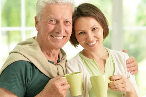 Happy senior father with daughter — Stock Photo, Image