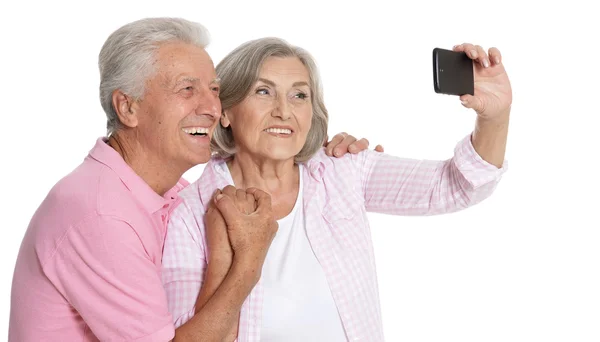 Pareja mayor tomando foto selfie — Foto de Stock