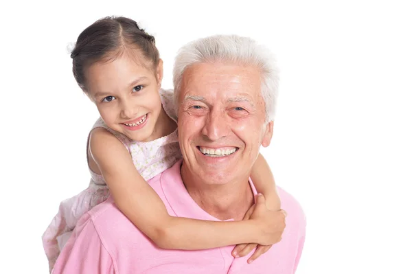 Grandfather and granddaughter together — Stock Photo, Image