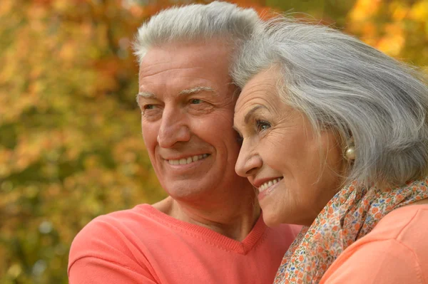 Seniorenpaar in herfstpark — Stockfoto