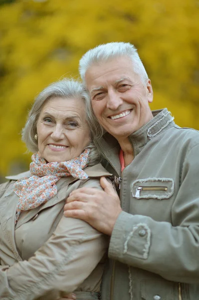 Senior couple in autumn park — Stock Photo, Image