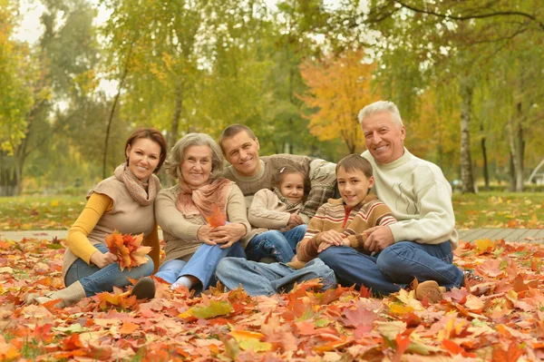 Familia feliz en bosque de otoño —  Fotos de Stock