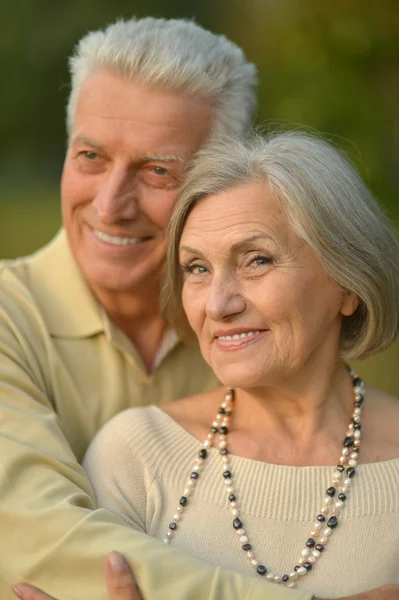 Senior couple in autumn park — Stock Photo, Image