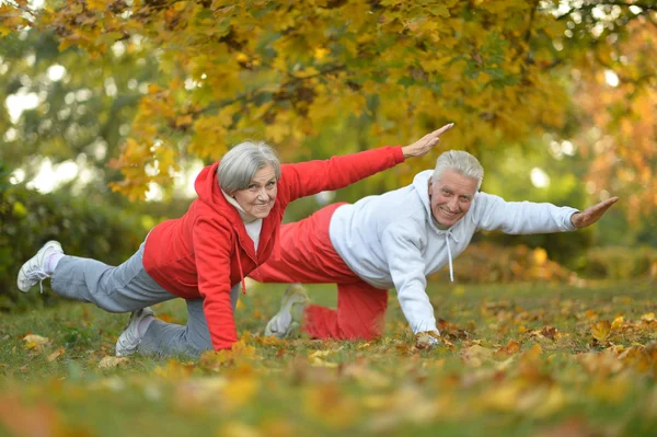 Ajuste o exercício de casal sênior — Fotografia de Stock