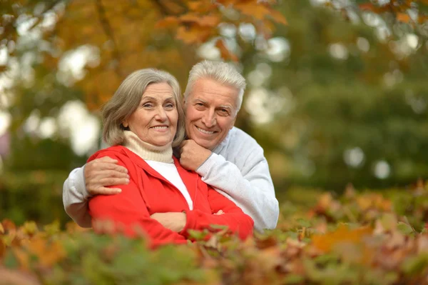 Seniorenpaar in herfstpark — Stockfoto