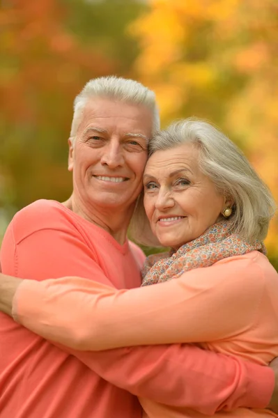 Senior couple in autumn park — Stock Photo, Image