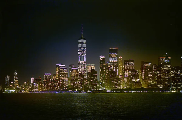 New York Városának Éjszakai Látképe Egyesült Államok — Stock Fotó