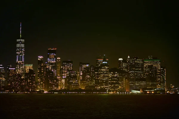 New Yorks Skyline Natten Förenta Staterna — Stockfoto