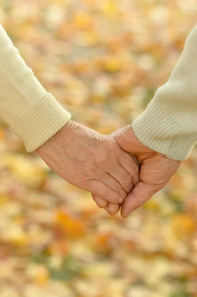 Oudere Echtpaar Houdt Elkaars Hand Bij Elkaar — Stockfoto