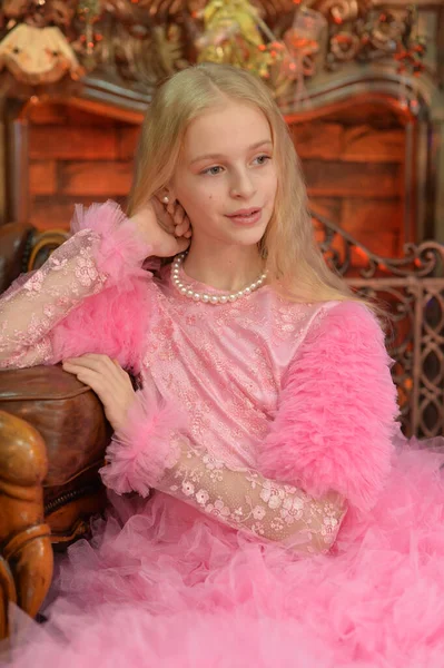 Cute Little Girl Posing Studio — Stock Photo, Image