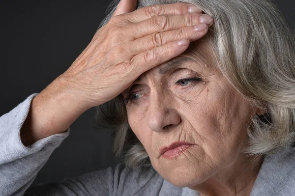 Ritratto Ravvicinato Donna Anziana Triste — Foto Stock