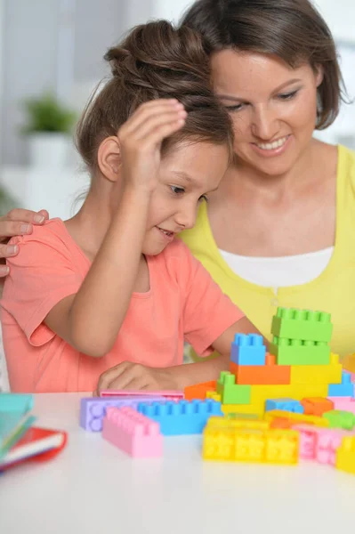 Moeder Dochter Spelen Thuis — Stockfoto