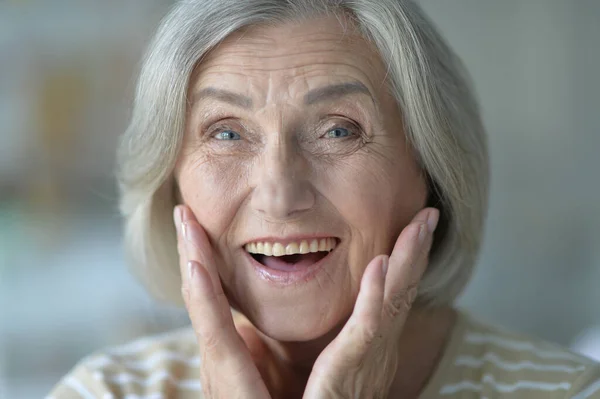 Beautiful Senior Woman Posing Home — Stock Photo, Image