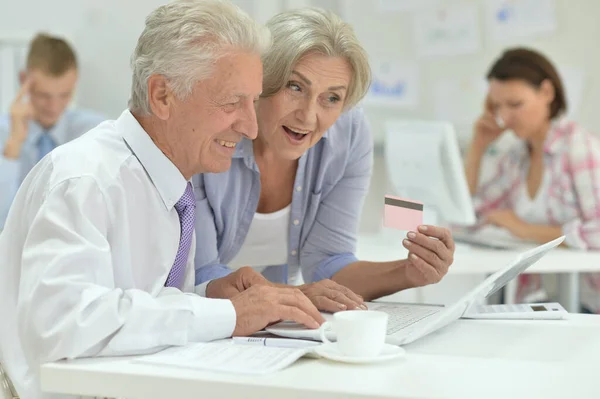 Senior Pareja Compras Línea — Foto de Stock