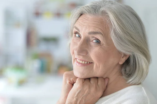 Beautiful Senior Woman Posing Home — Stock Photo, Image