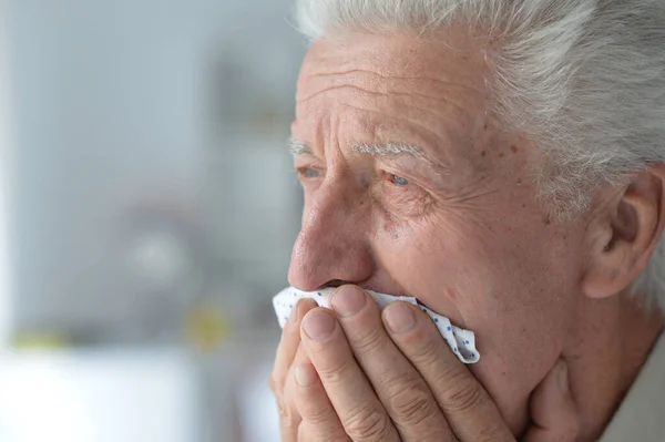 Portrait Sad Sick Senior Man — Stock Photo, Image