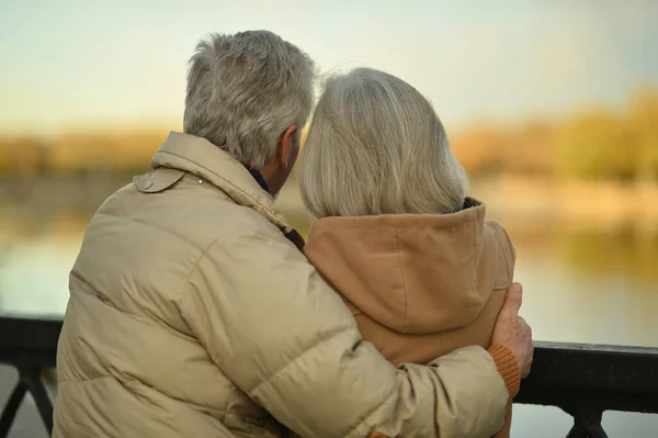 Baksida Bild Vackra Kaukasiska Senior Par — Stockfoto