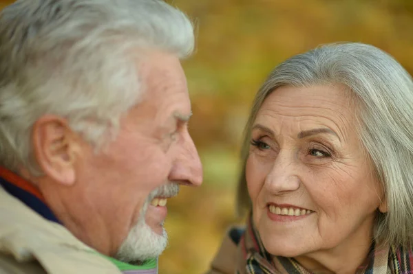 Portret Van Een Ouder Stel Het Park — Stockfoto