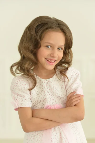 Portrait Cute Girl Smiling Studio — Stock Photo, Image