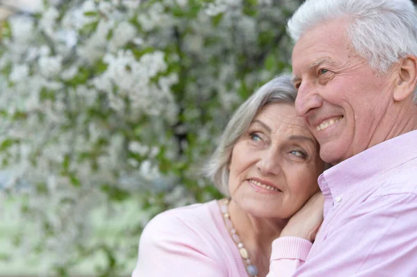 Senior Koppel Poseren Het Park — Stockfoto