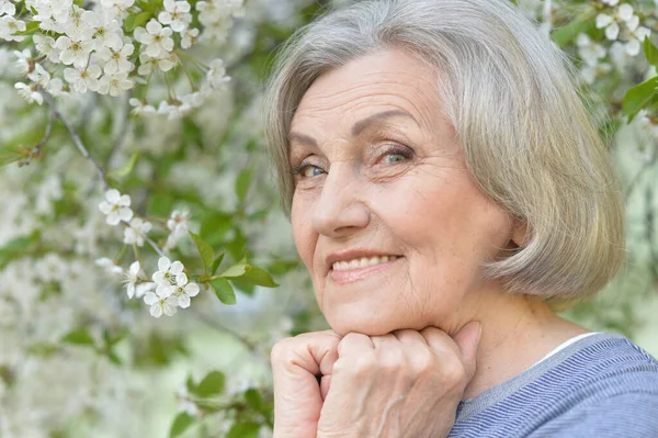 Heureux Souriant Femme Âgée Extérieur — Photo