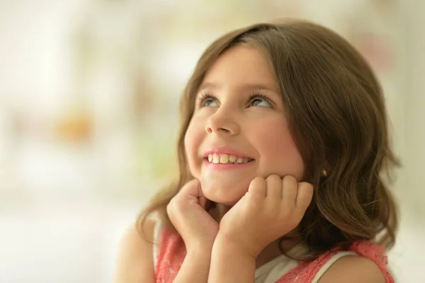 Beautiful Happy Girl Urprised Home — Stock Photo, Image