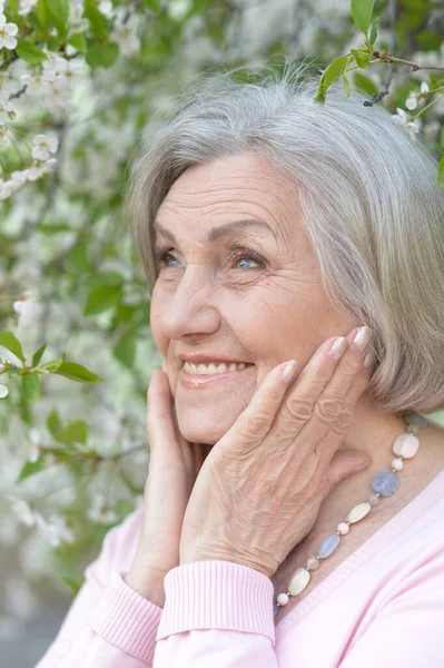 Heureux Souriant Femme Âgée Extérieur — Photo