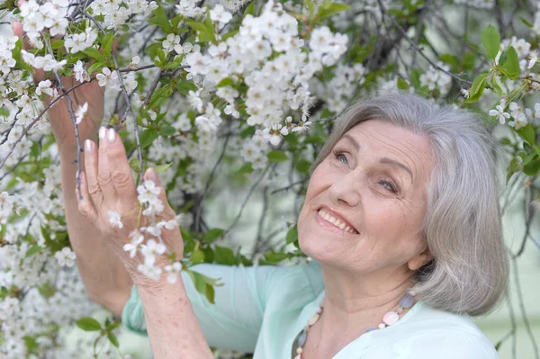 Heureux Souriant Femme Âgée Extérieur — Photo