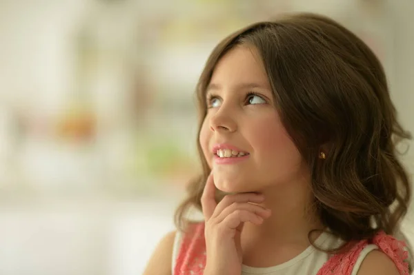 Beautiful Happy Girl Urprised Home — Stock Photo, Image