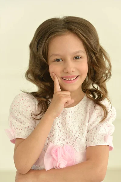Portrait Cute Girl Smiling Studio —  Fotos de Stock