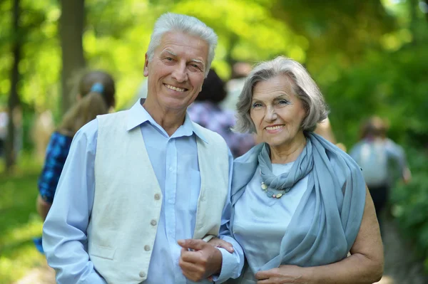 Linda feliz pareja de ancianos al aire libre —  Fotos de Stock