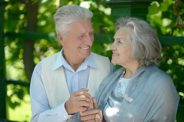 Carino felice coppia di anziani all'aperto — Foto Stock